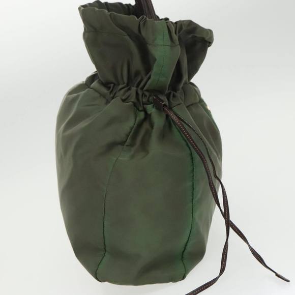 PRADA Tote Bag Nylon Green Gold Auth 98443 - Picture 4 of 16